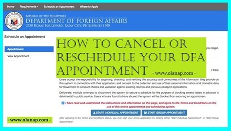 how to cancel appointment in dfa